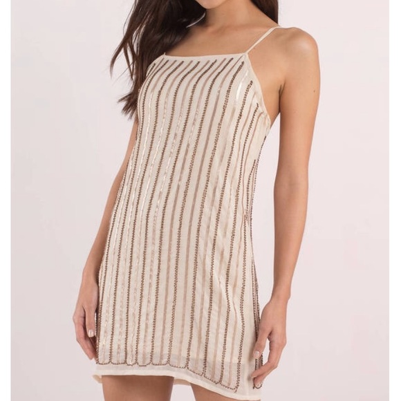 Tobi Dresses & Skirts - Beige Sequin Shift Dress